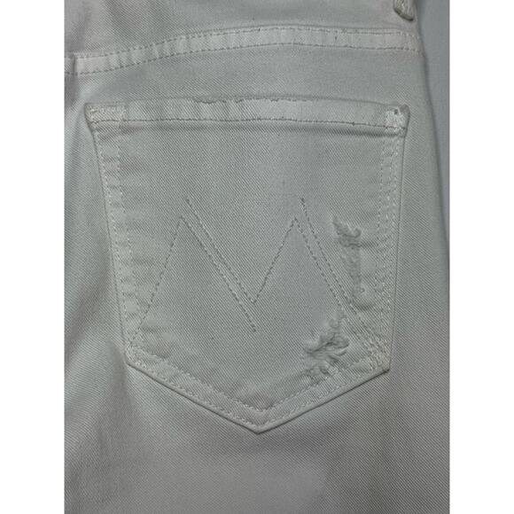 Mother Women's Distressed Insider Crop Step Fray White Denim Jeans - 26 (27x26) - Picture 3 of 9